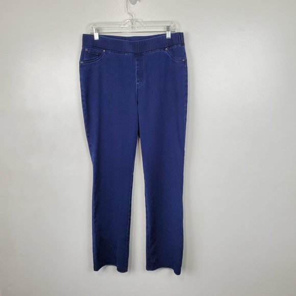 LOGO Blue Stretchy Pull-On Straight Leg Denim Type Pants Size 12 - Picture 9 of 9